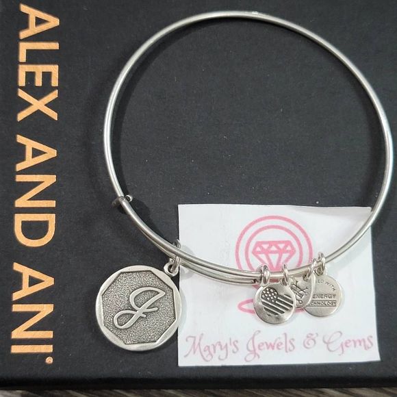 Alex and Ani letter j initial charm bracelet - Picture 1 of 3